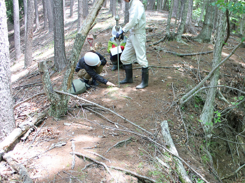 花崗岩山地の土層強度調査